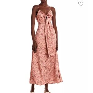 Lucy Paris Jelena Paisley Printed front tie keyhole midi dress